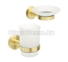 Набор Стакан Fixsen Comfort Gold FX-87006 золото сатин + Мыльница FX-87008 золото сатин