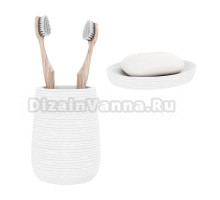 Набор Стакан Fora Bricks FOR-BRK044W белый + Мыльница FOR-BRK036W белая