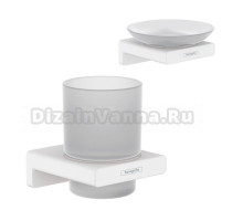 Набор Стакан Hansgrohe AddStoris 41749700 матовый белый + Мыльница 41746700 матовый белый