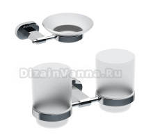 Набор Стакан Ravak Chrome CR 220.00 двойной + Мыльница CR 200.00 с держателем