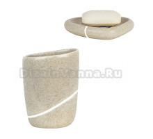 Набор Стакан Spirella Etna Stone 1014345 бежевый + Мыльница 1014347 бежевая