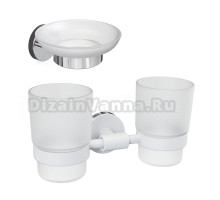 Набор Стакан Fora Lord FOR-LORD039WT двойной + Мыльница FOR-LORD036CR