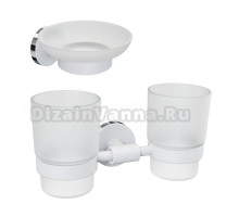 Набор Стакан Fora Lord FOR-LORD039WT двойной + Мыльница FOR-LORD036WT