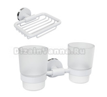 Набор Стакан Fora Lord FOR-LORD039WT двойной + Мыльница FOR-LORD040WT