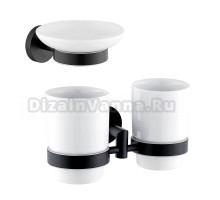 Набор Стакан Allen Brau Priority 6.31003-31 двойной, черный + Мыльница 6.31005-31 черная