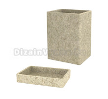 Набор Стакан Fora Stone FOR-STN44NAT бежевый + Мыльница FOR-STN036NAT бежевая