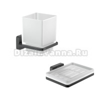 Набор Стакан AQUATEK Либра AQ4304MB матовый черный + Мыльница AQ4303MB матовый черный