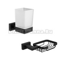 Набор Стакан BELZ B903 B90306 черный матовый + Мыльница B90302-1 черная матовая