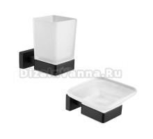 Набор Стакан BELZ B903 B90306 черный матовый + Мыльница B90302 черная матовая