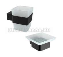 Набор Стакан Lemark Smooth line 9732014 матовый черный + Мыльница 9742017 черный