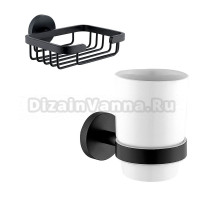 Набор Стакан Allen Brau Priority 6.31002-31 черный + Мыльница 6.31004-31 черная