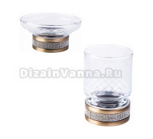 Набор Стакан Boheme Royal Cristal Bronze настольный + Мыльница Bronze настольная