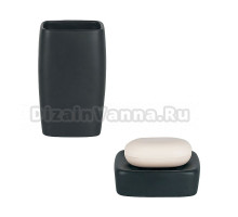 Набор Стакан Spirella Retro 1008079 черный + Мыльница 1008078 черная