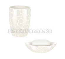 Набор Стакан Spirella Darwin Pebble 1014655 белый + Мыльница Pebble 1014658 белая
