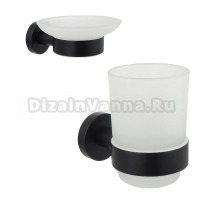 Набор Стакан AQUATEK Вега AQ4004MB матовый черный + Мыльница AQ4003MB матовый черный