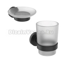 Набор Стакан Ideal Standard IOM A9120XG матовое стекло, silk black + Мыльница A9122XG матовое стекло, silk black
