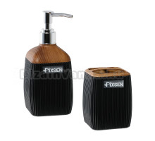 Набор Стакан Fixsen Black Wood FX-401-3 черный + Дозатор FX-401-1 черный