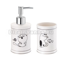 Набор Стакан Fora Happy Cats FOR-HC044 + Дозатор FOR-HC021