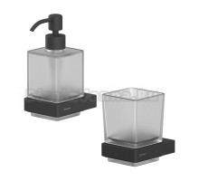 Набор Стакан WHITECROSS Cubo CU2430BL черный матовый + Дозатор CU2440BL черный матовый