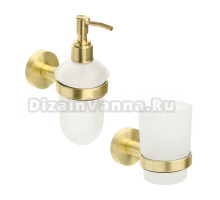 Набор Стакан Fixsen Comfort Gold FX-87006 золото сатин + Дозатор FX-87012 золото сатин
