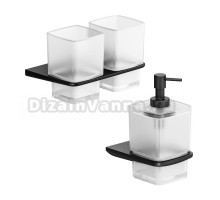 Набор Стакан AM.PM Inspire 2.0 A50A343422 двойной, подвесной, черный + Дозатор A50A36922 черный матовый