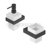 Набор Стакан Cezares Slider TUMS-NOP черный матовый + Дозатор SOIS-V-NOP черный матовый