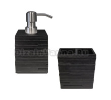 Набор Стакан Ridder Brick 22150210 для зубных щеток, черный + Дозатор 22150510 черный