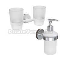 Набор Стакан Fora Lord FOR-LORD039WT двойной + Дозатор FOR-LORD041CR