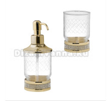 Набор Стакан Boheme Royal Cristal Gold настольный + Дозатор Gold настольный