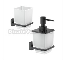 Набор Стакан AQUATEK Либра AQ4304MB матовый черный + Дозатор AQ4305MB матовый черный