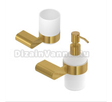 Набор Стакан Cezares Stylus TUMS-BORO брашированное золото + Дозатор SOIS-V-BORO брашированное золото