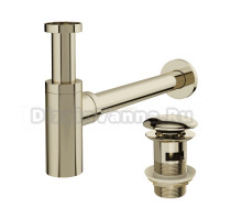 Комплект Донный клапан STWORKI SW-001GG золото глянец + Сифон SD-001GG золото глянец