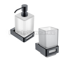 Набор Стакан Boheme Q 10944-SGM shine gun metal + Дозатор 10957-SGM shine gun metal