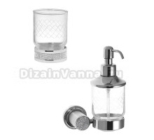 Набор Стакан Boheme Royal Cristal Chrome настольный + Дозатор Chrome подвесной