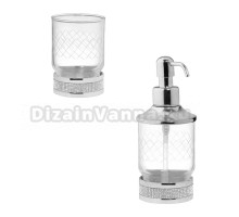Набор Стакан Boheme Royal Cristal Chrome настольный + Дозатор Chrome настольный