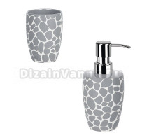 Набор Стакан Spirella Darwin Pebble 1014660 серый + Дозатор Pebble 1014662 серый, хром