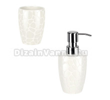 Набор Стакан Spirella Darwin Pebble 1014655 белый + Дозатор Pebble 1014657 белый, хром