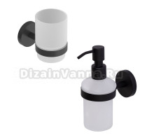 Набор Стакан Cezares Relax TUMS-NOP черный матовый + Дозатор SOIS-V-NOP черный матовый