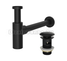 Комплект Донный клапан STWORKI SW-001BK черный матовый + Сифон SD-001BK черный матовый