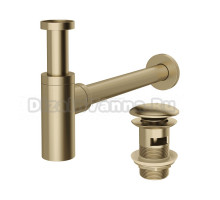 Комплект Донный клапан STWORKI SW-001GM золото матовое + Сифон SD-001GM золото матовое