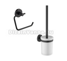 Набор Держатель AQUATEK Европа AQ4118MB матовый черный + Ершик AQ4110MB матовый черный