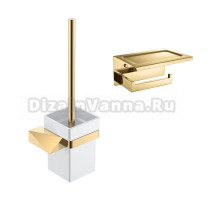 Набор Держатель Boheme New Venturo 10311-G с полкой для телефона + Ершик 10319-G