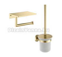 Набор Держатель Timo Saona 13043/17 с полкой для телефона, золото + Ершик 13061/17 золото