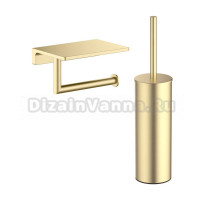 Набор Держатель Timo Saona 13043/17 с полкой для телефона, золото + Ершик 13161/17 золото