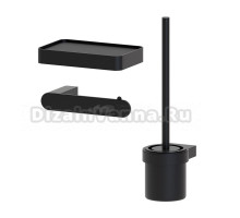 Набор Держатель Artwelle Schwarz 7726 с полкой, черный + Ершик 7729 с крышкой