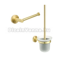 Набор Держатель Fixsen Comfort Gold FX-87010A золото сатин + Ершик FX-87013 золото сатин