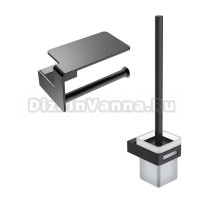 Набор Держатель Boheme Q 10941-SGM с полкой для телефона + Ершик 10954-B