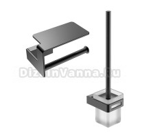 Набор Держатель Boheme Q 10941-SGM с полкой для телефона + Ершик 10954-GM Gun Metal