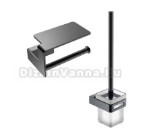 Набор Держатель Boheme Q 10941-SGM с полкой для телефона + Ершик 10954-SGM shine gun metal