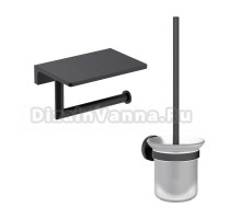 Набор Держатель Timo Saona 13043/03 с полкой для телефона, черный + Ершик 13061/03 черный